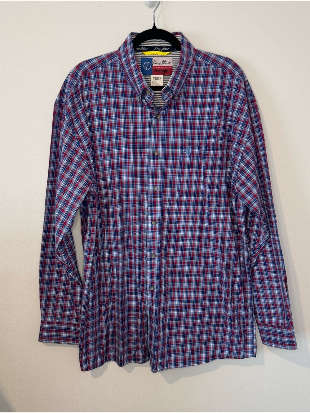 Wrangler George Strait Cowboy Cut Button Up Shirt Men’s XL Red Blue Plaid